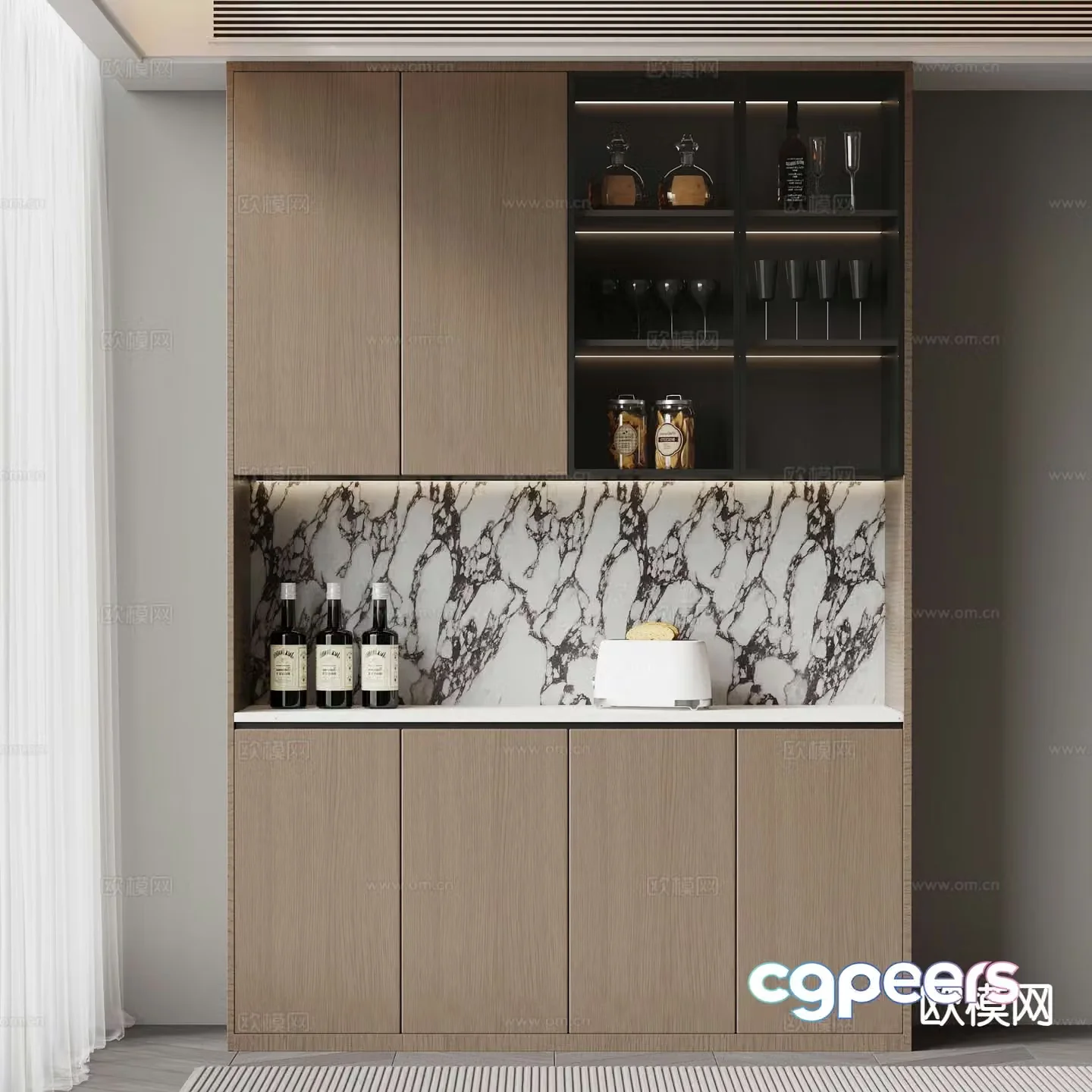Italian wine cabinet sideboard 3d model