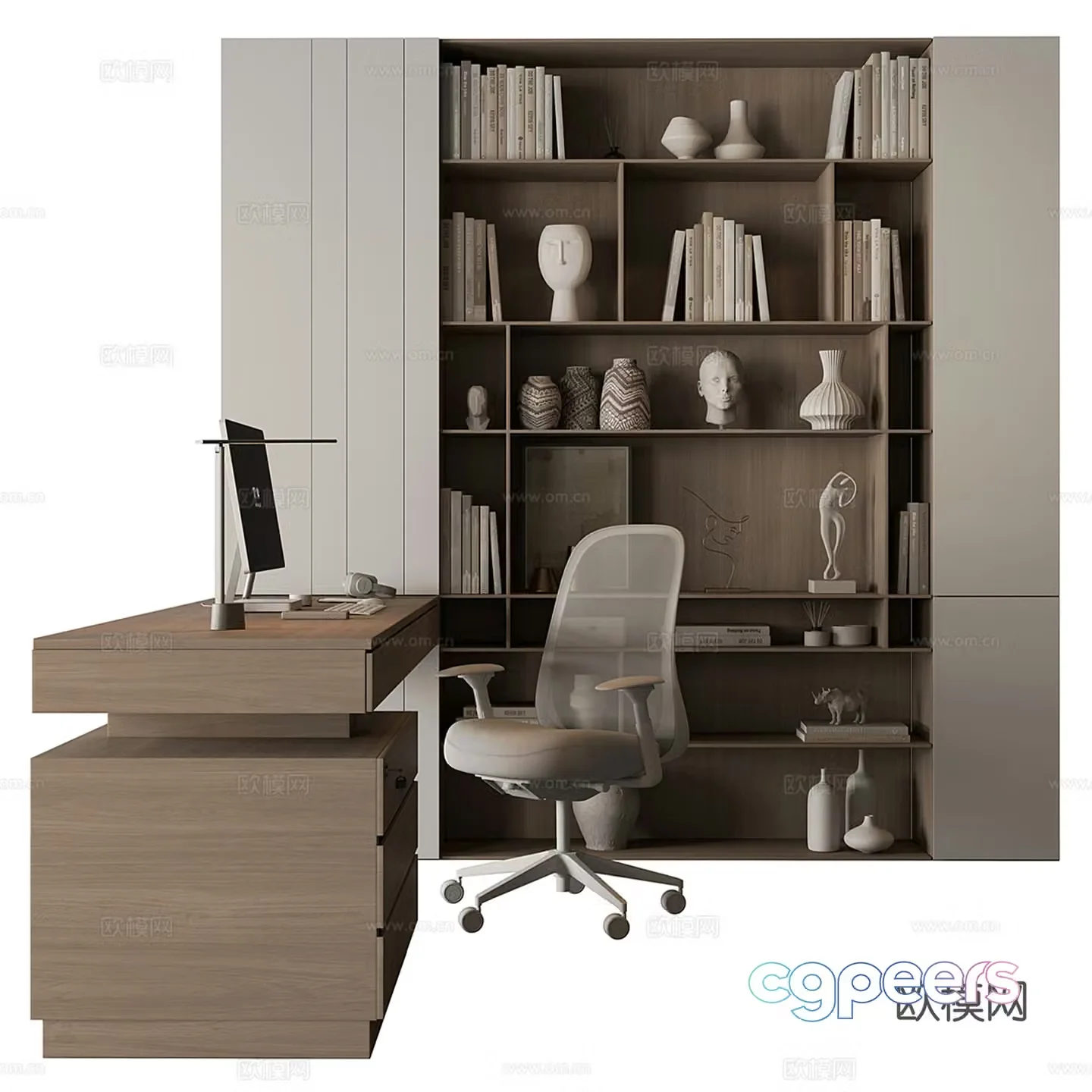 Boss desk desk desk file cabinet integrated 3D model