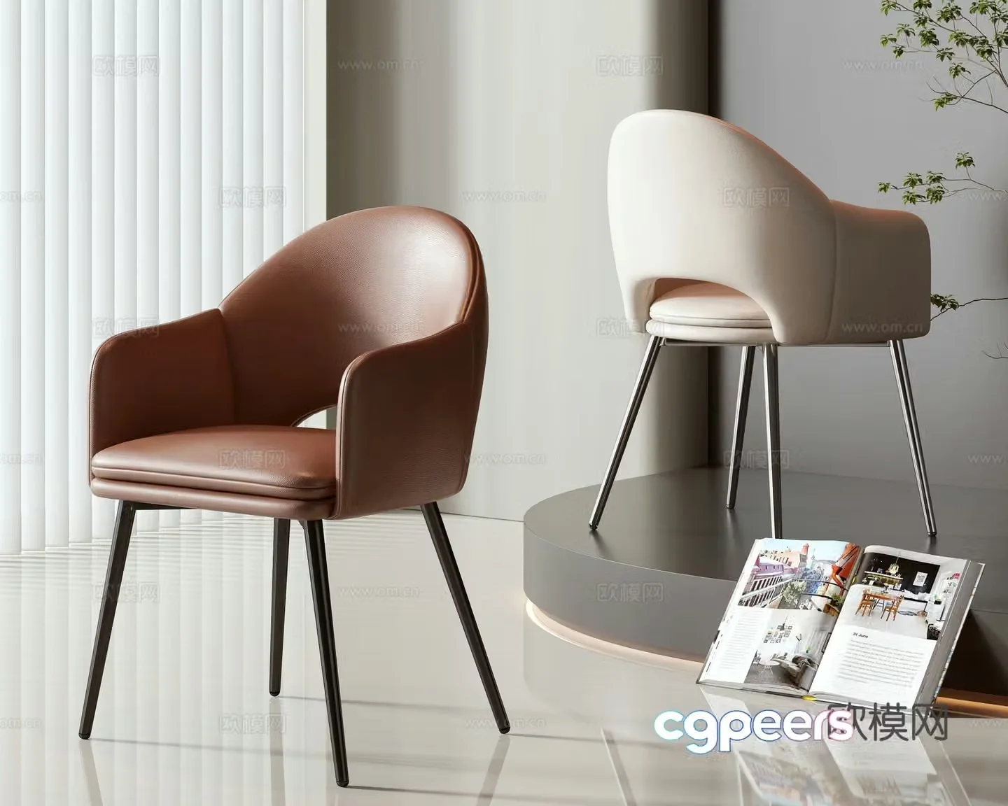 Modern single chair dining chair 3d model