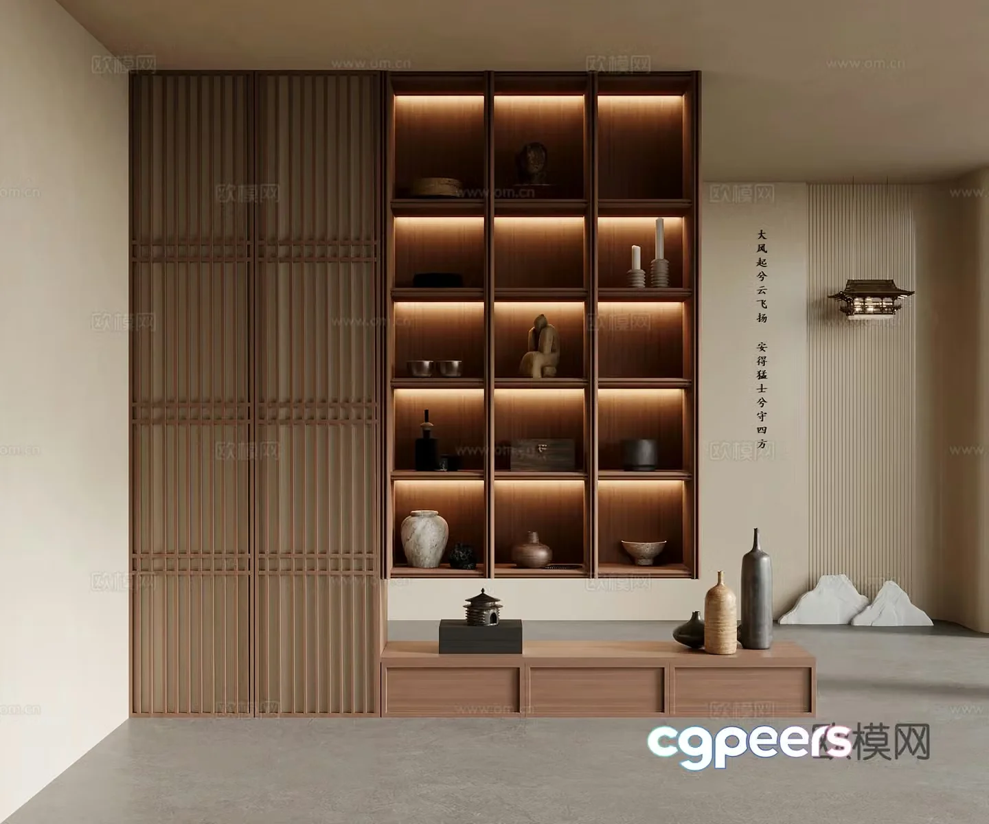 Entrance new Chinese style entrance entrance cabinet 3D model