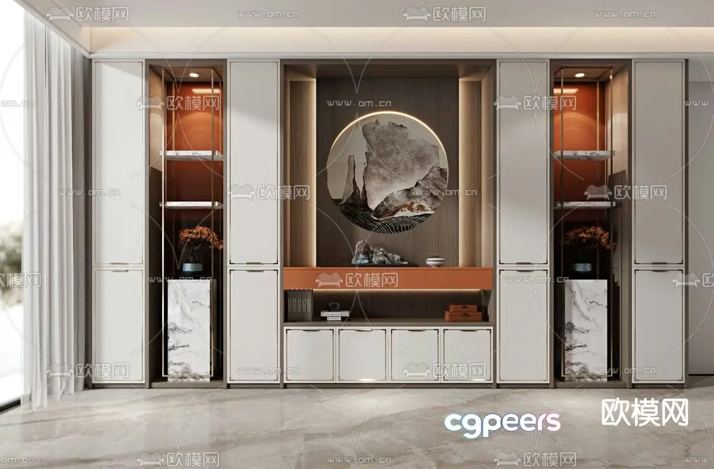 New Chinese style decorative cabinet 3d model