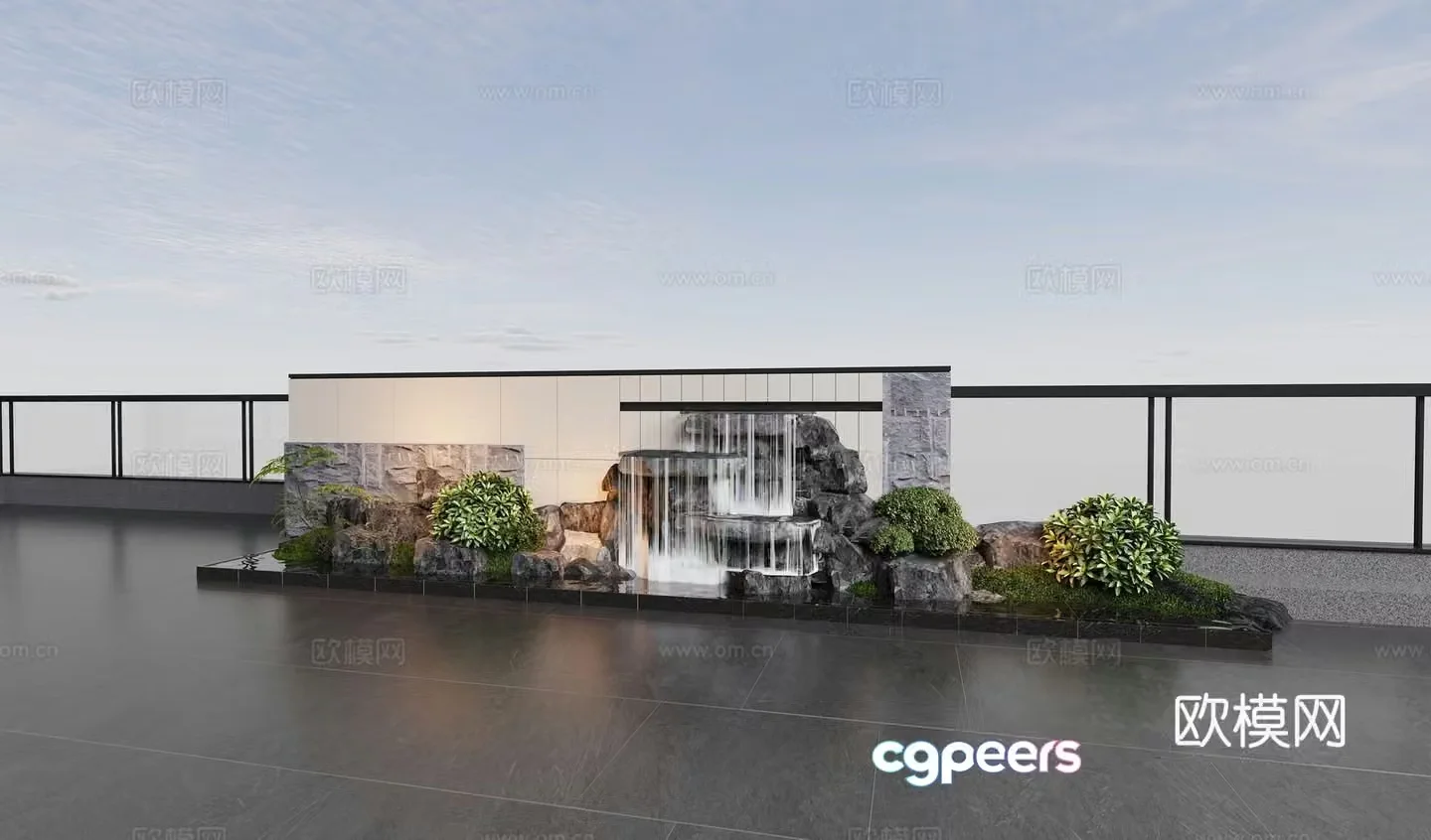 Modern living roof garden 3d model