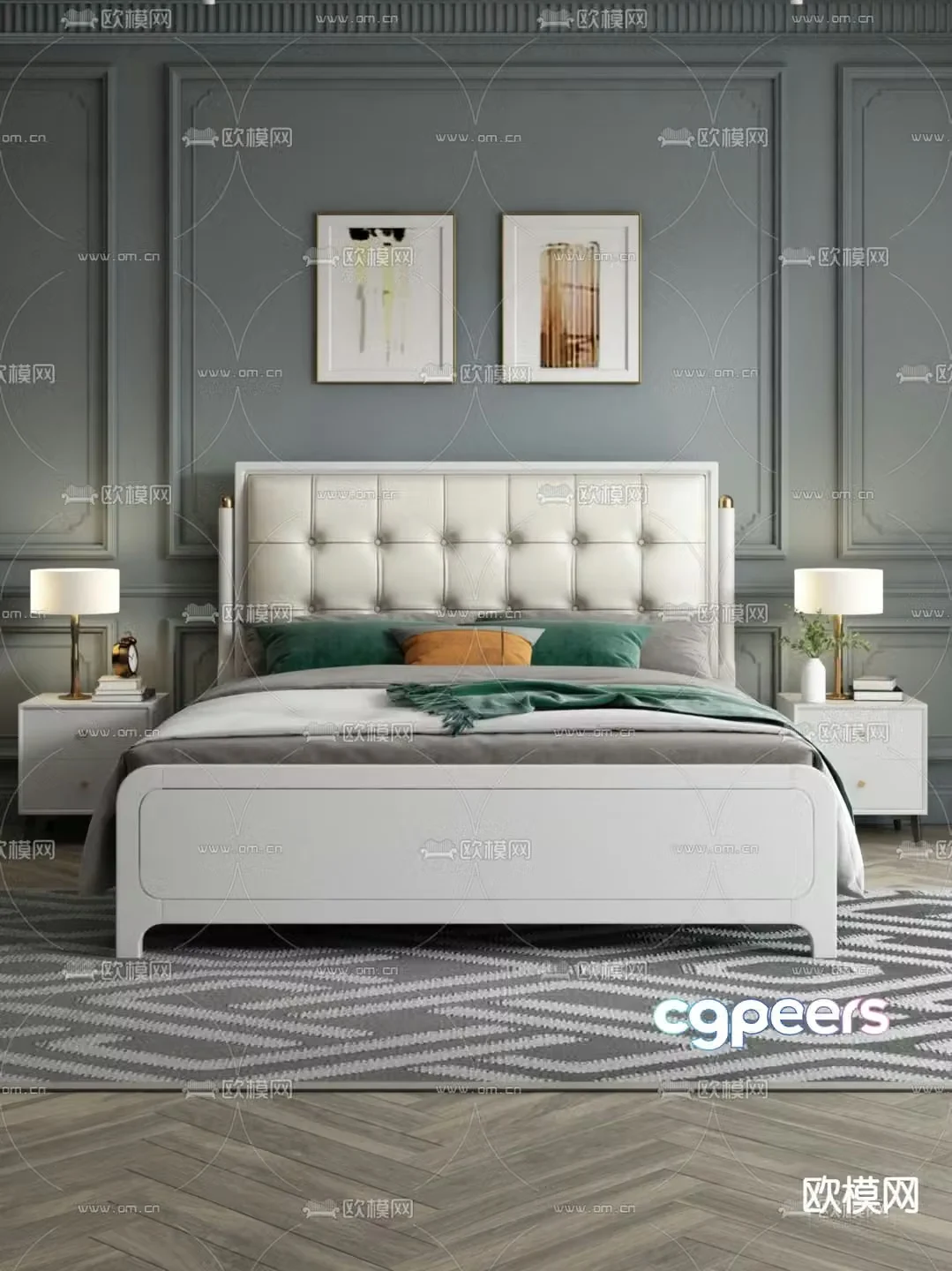 Leather double bed 3d model