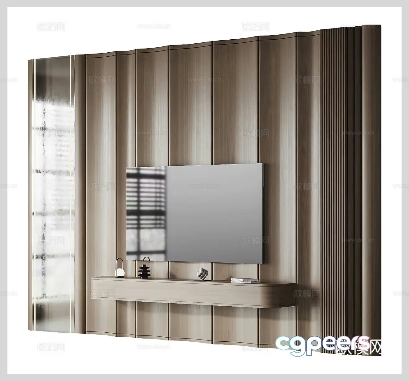 TV background wall solid wood background wall TV hanging TV cabinet TV cabinet ornaments solid 3d model