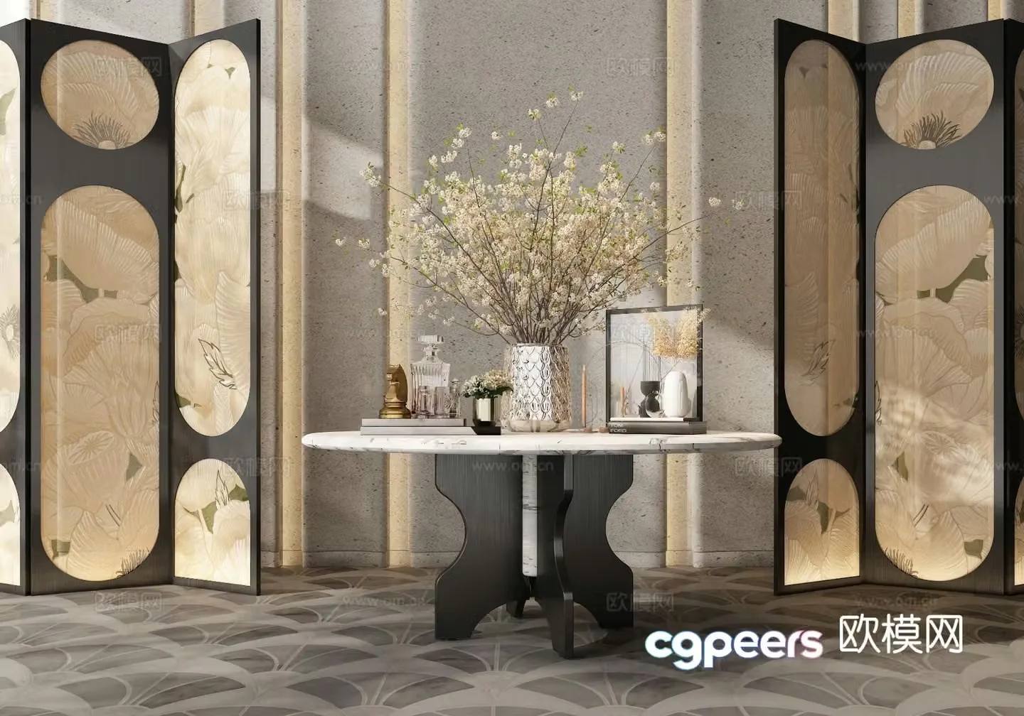 3D model of hotel end view deck