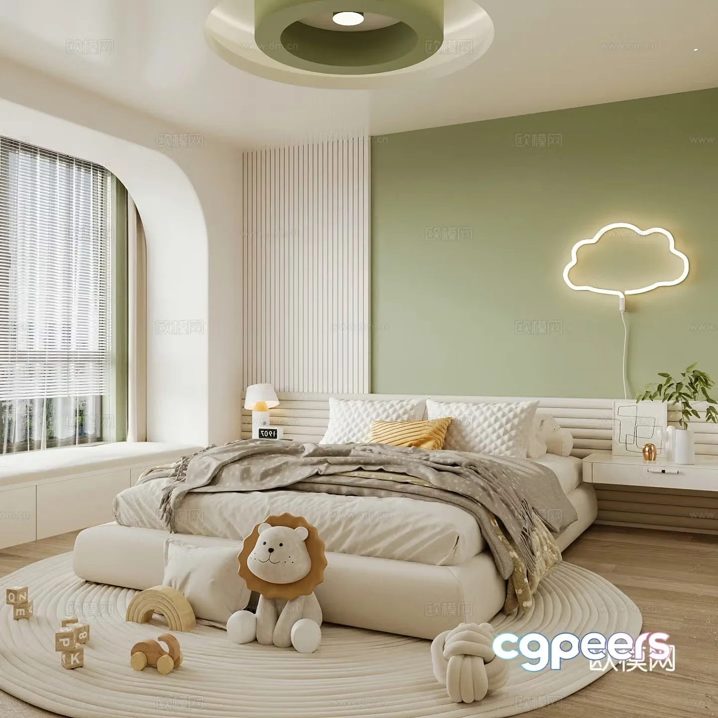 Cream style bedroom master bedroom 3d model