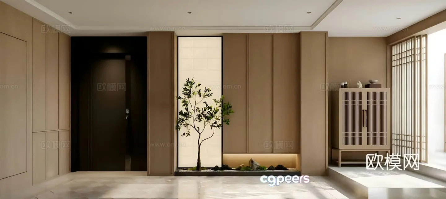 New Chinese shoe cabinet Song’s shoe cabinet End view Entrance 3D model