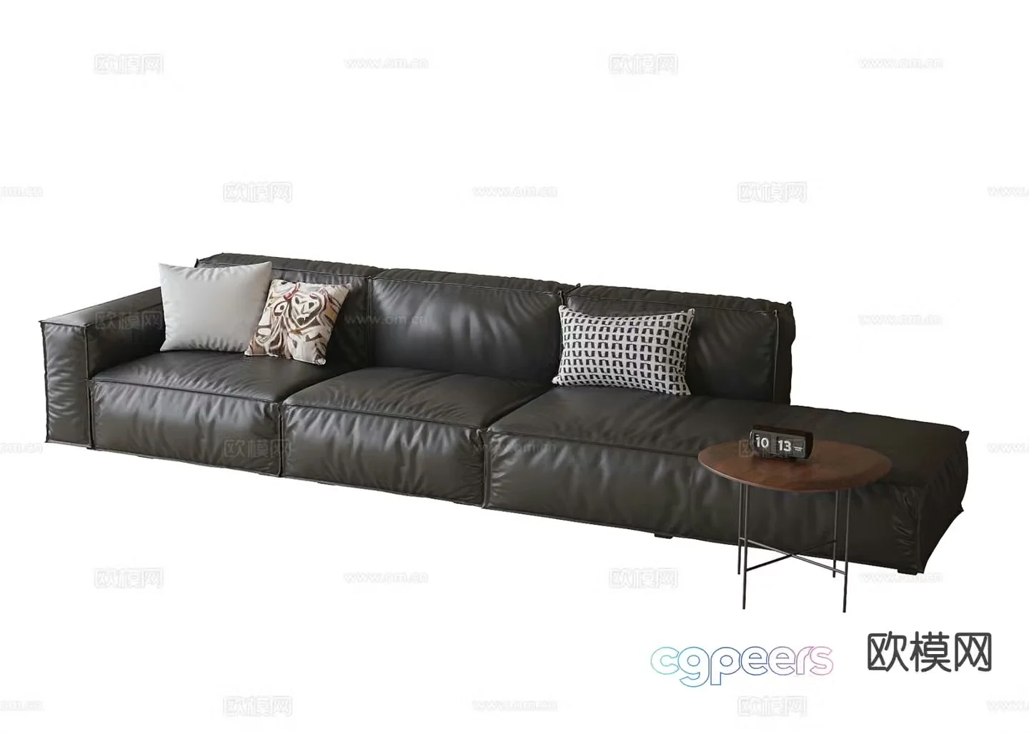 Three seater sofa leather sofa 3d model