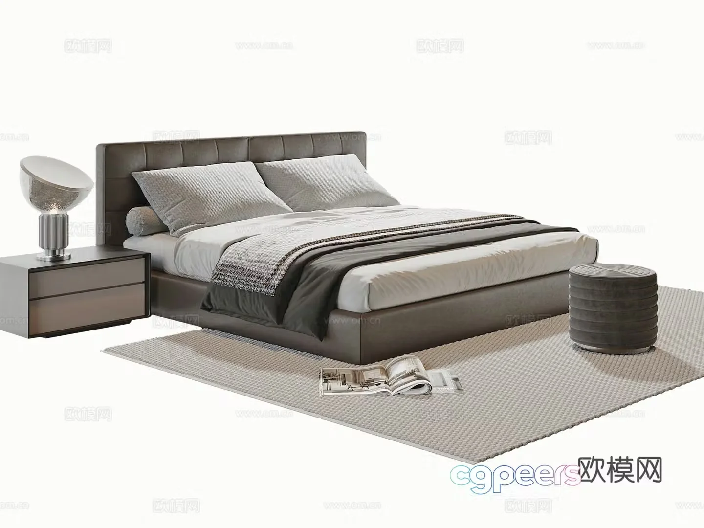 Modern double bed 3d model