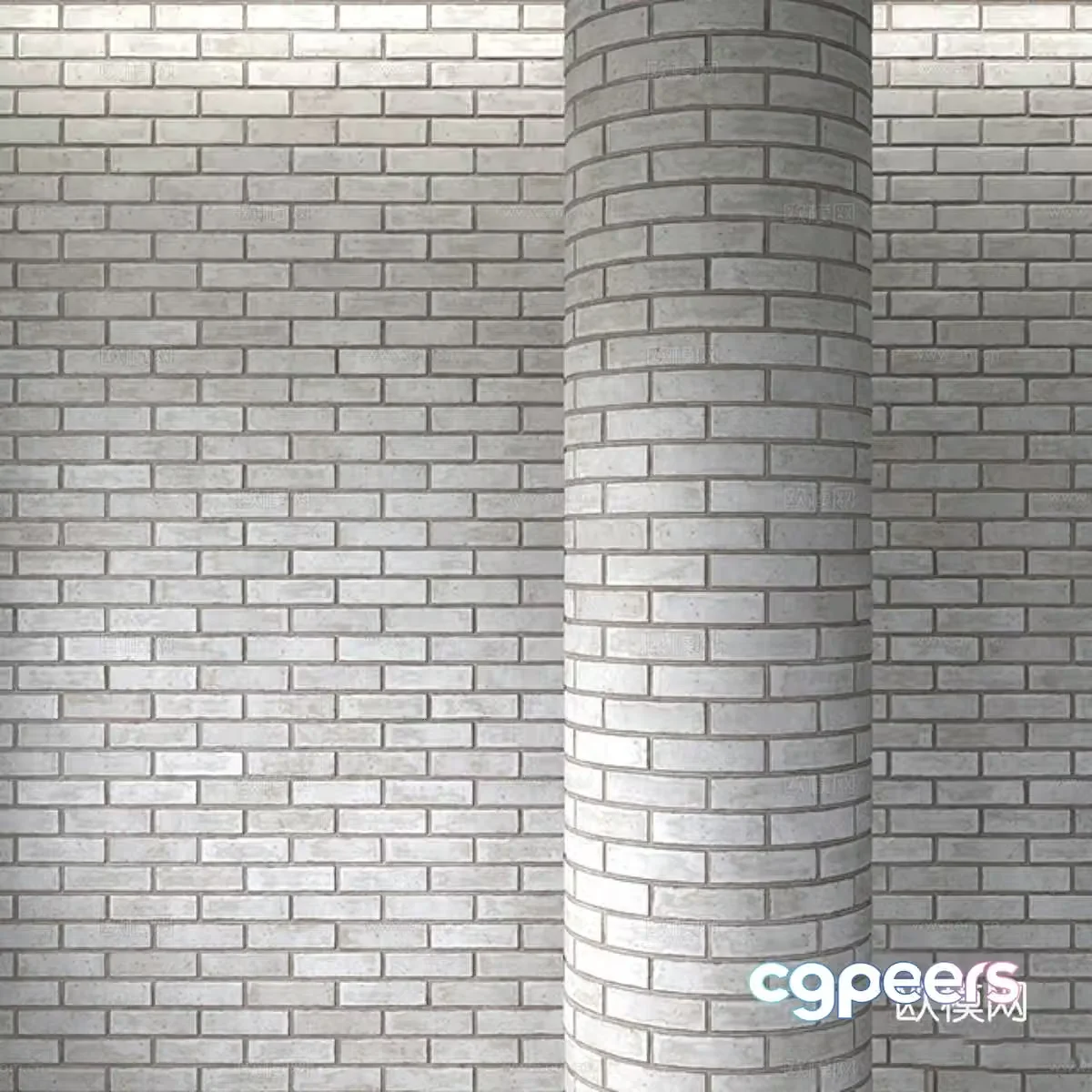 Modern Wasabi White Brick Wall 3D Model
