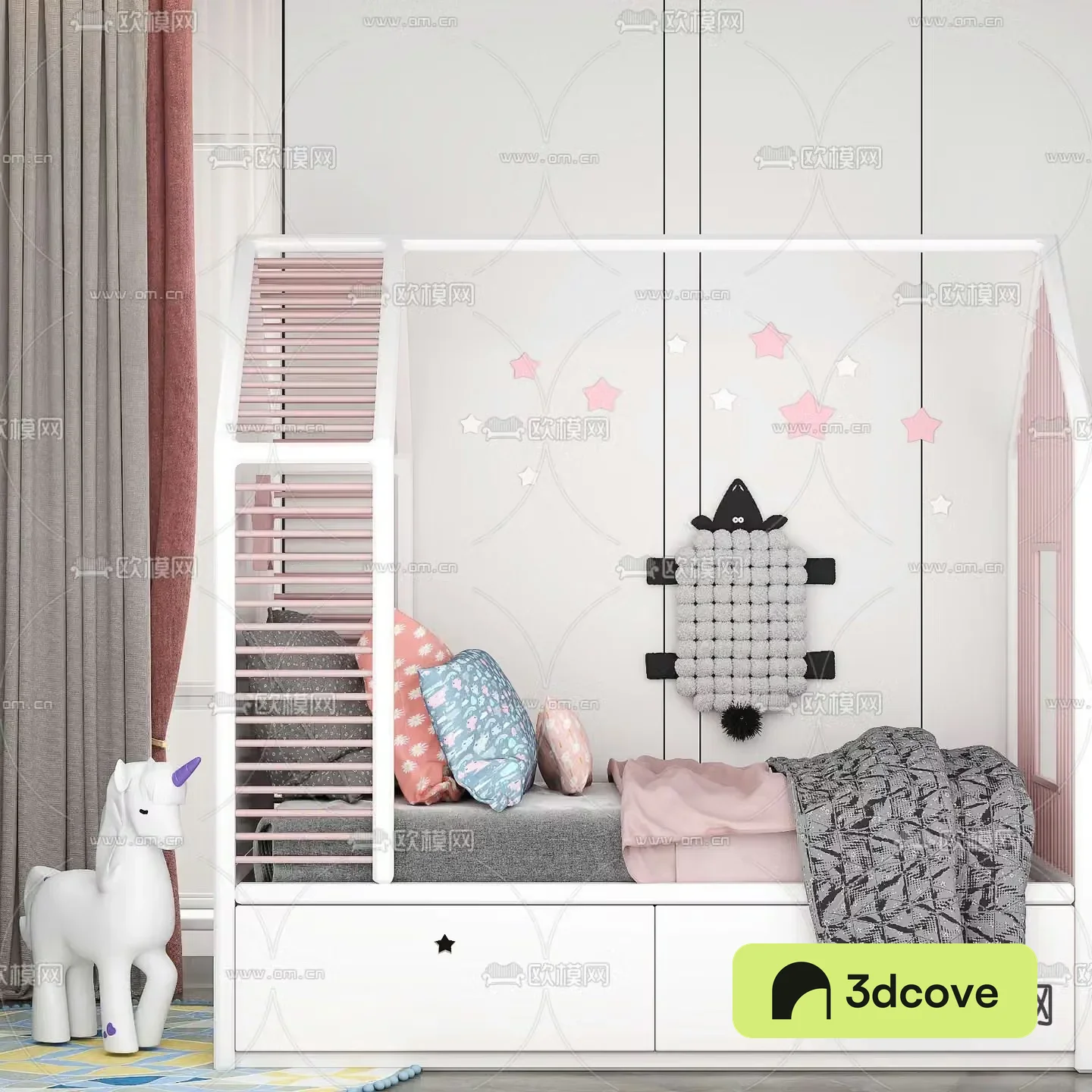 Nordic solid wood children’s bed
