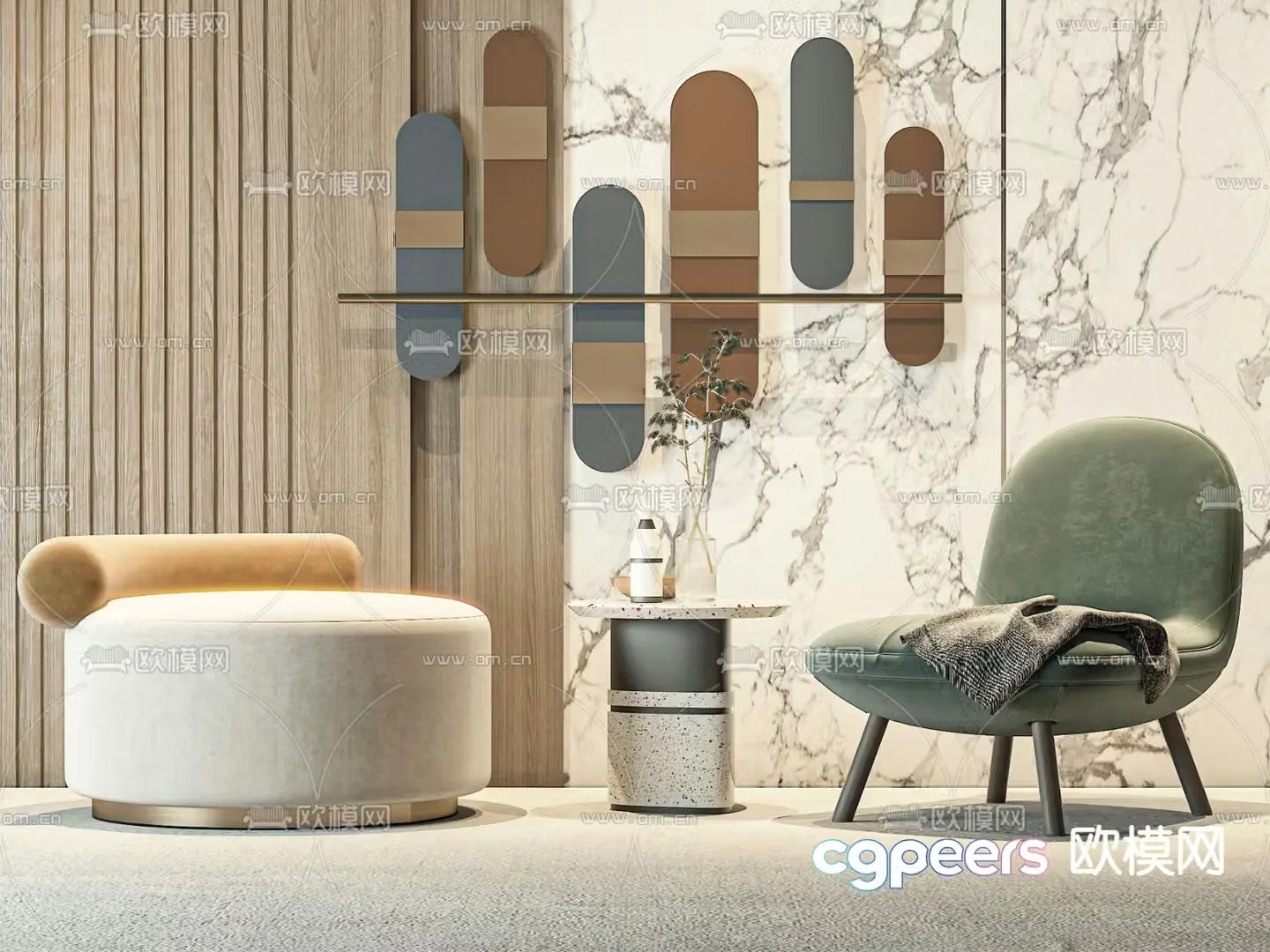 Modern leisure chair single sofa 3d model
