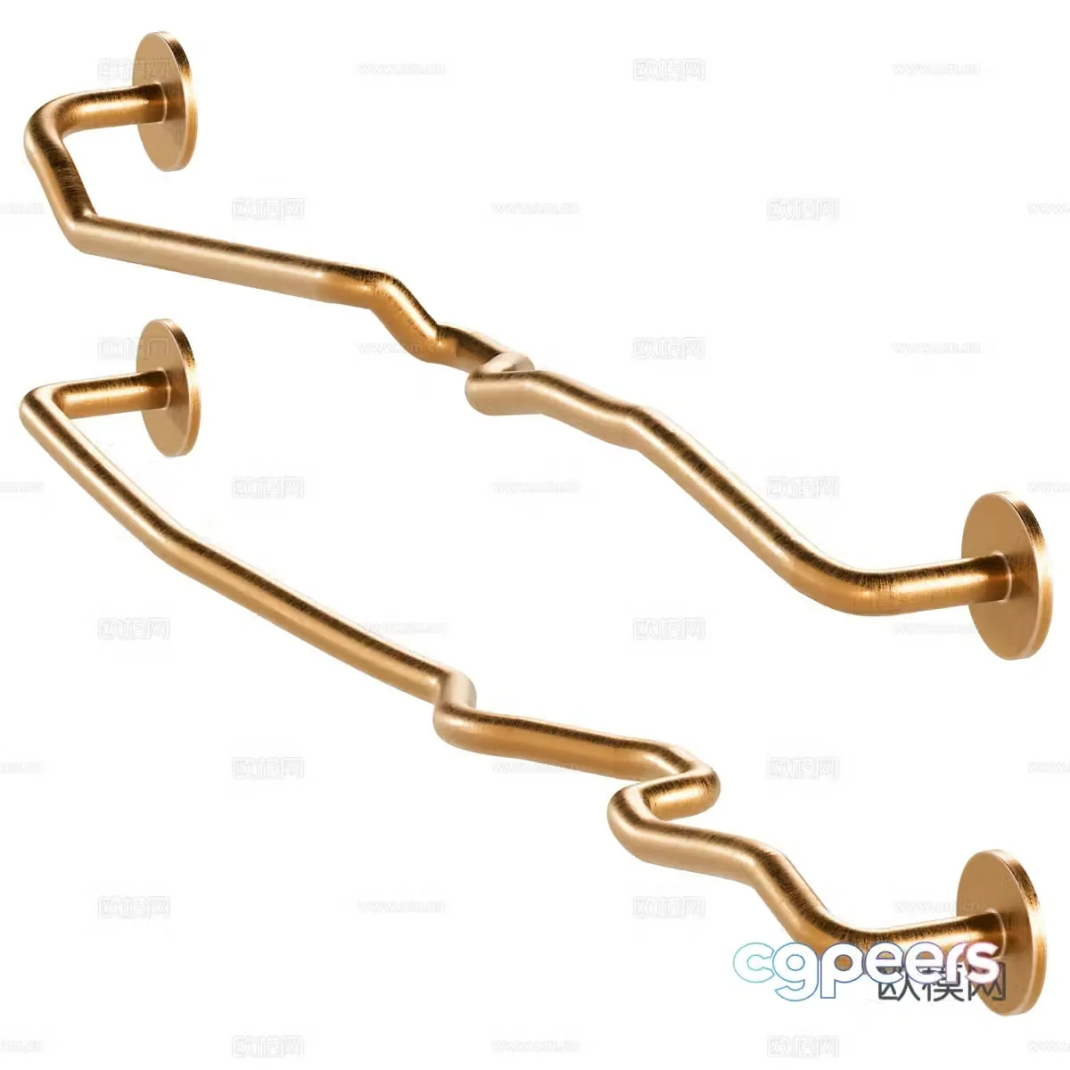 Handmade brass towel rack 3d model