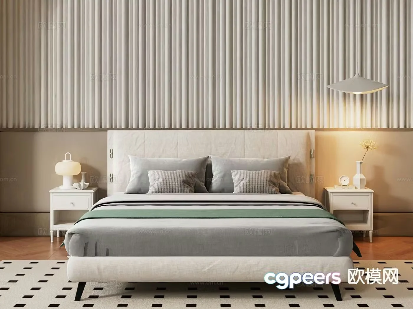 Modern double bed 3d model