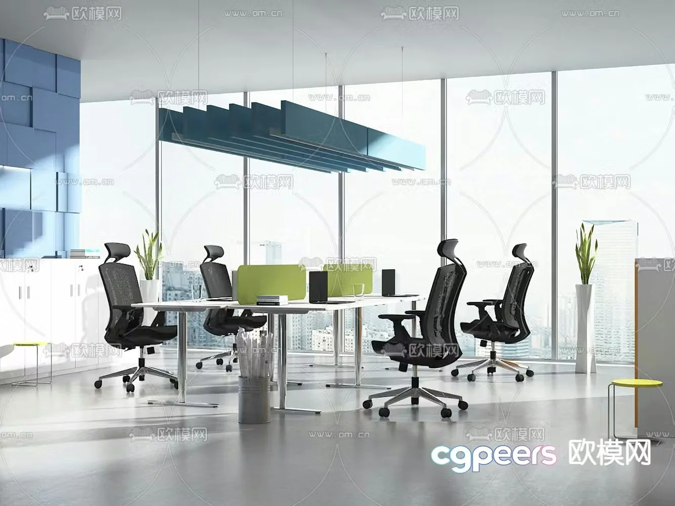 Card space desk workstation 3D model