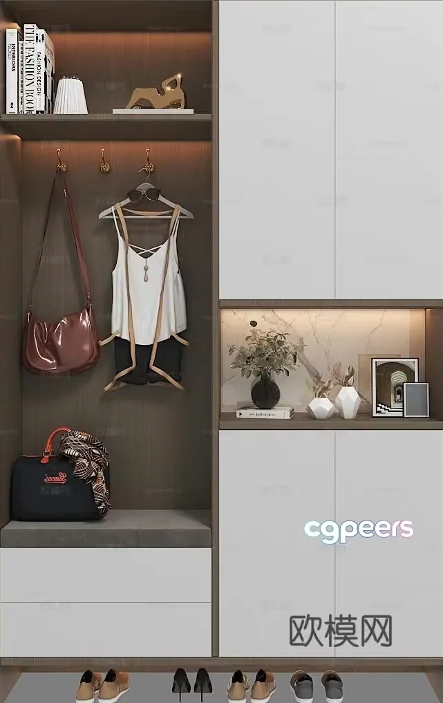 Modern entrance shoe cabinet 3D model