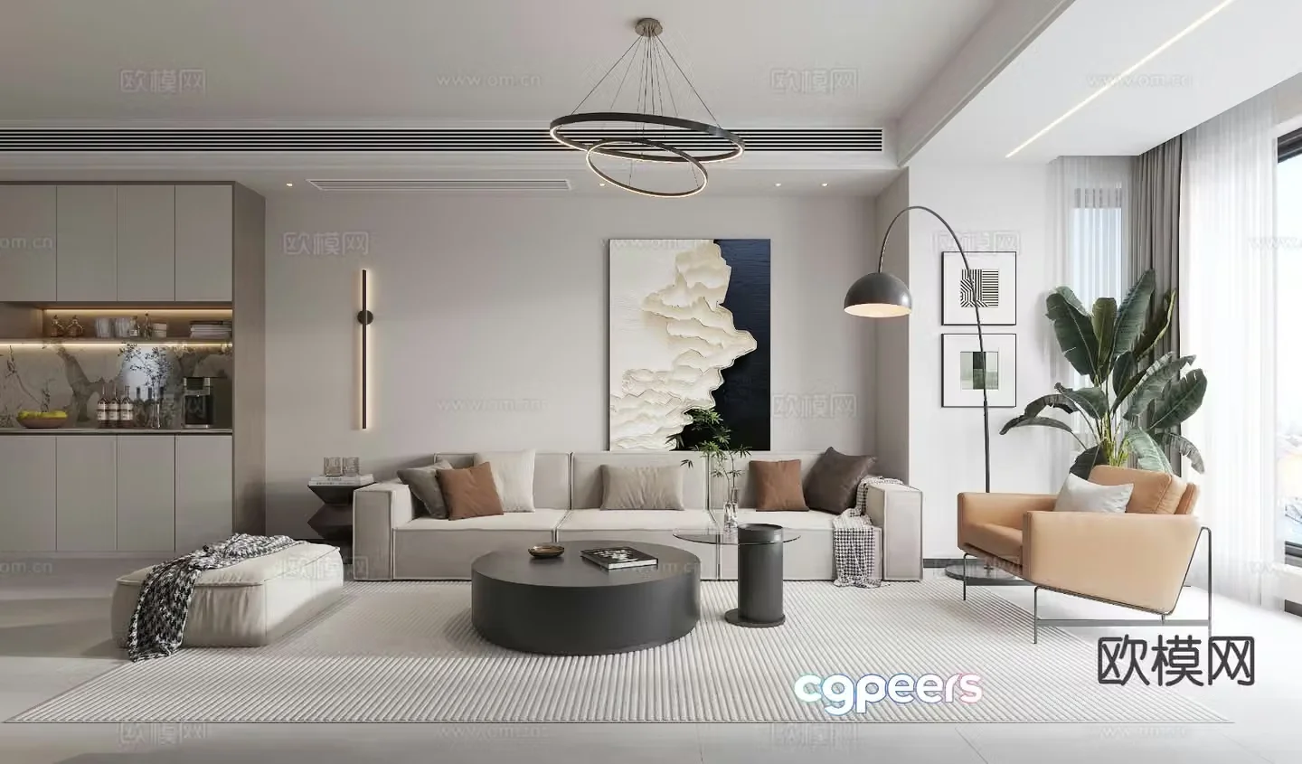 Modern minimalist guest restaurant 3D model