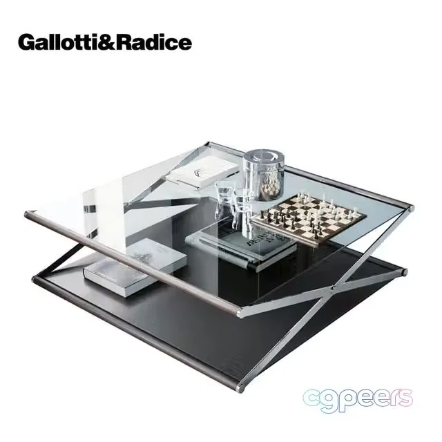 3ds Max Free – Nox Glass Wood and Metal Coffee Table by Gallotti & Radice