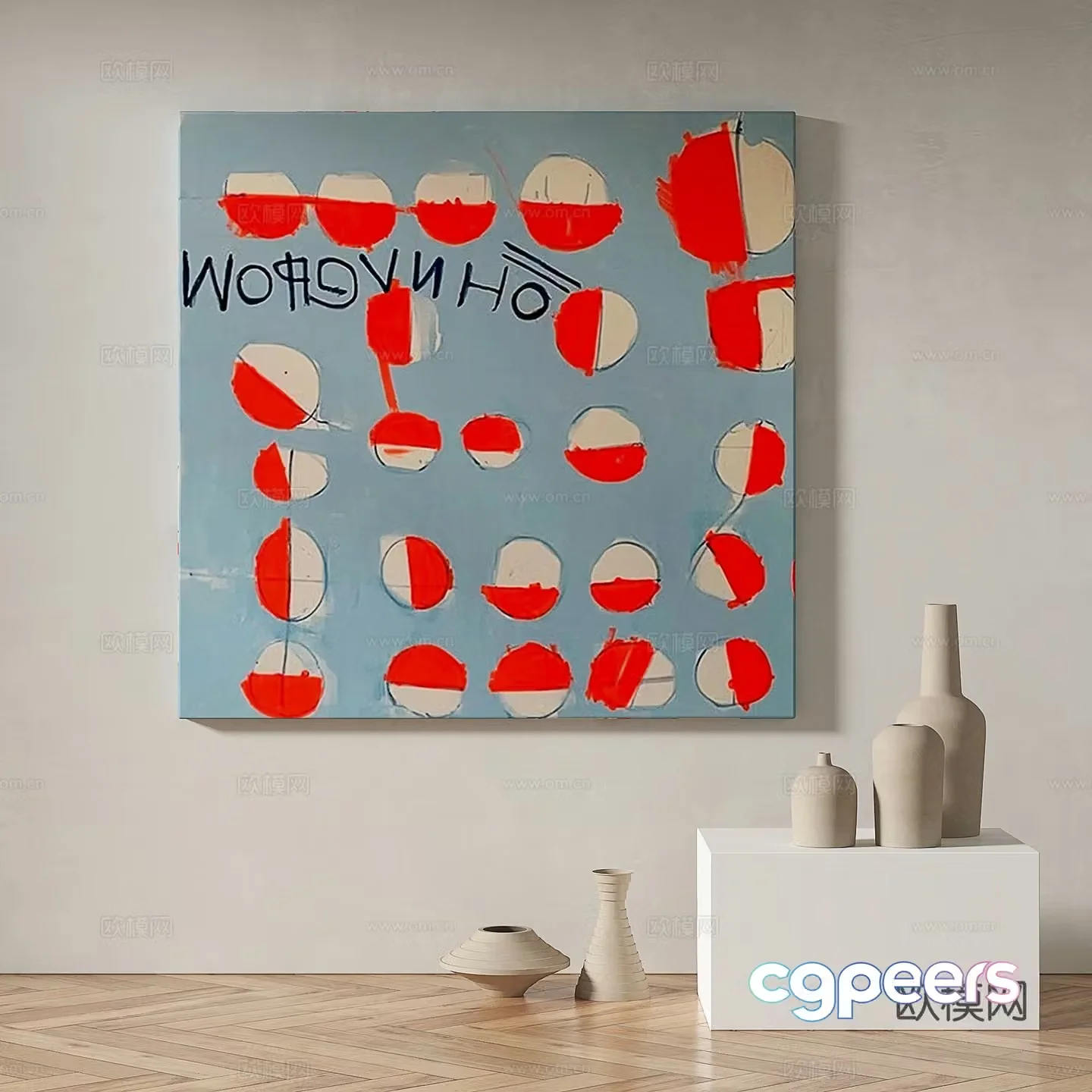 Modern minimalist abstract decorative painting 3d model