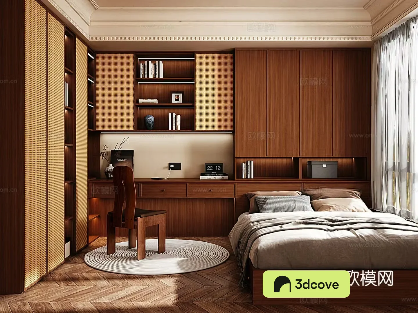 Retro style medieval style tatami bedroom Song style tatami bedroom Zen tatami bedroom