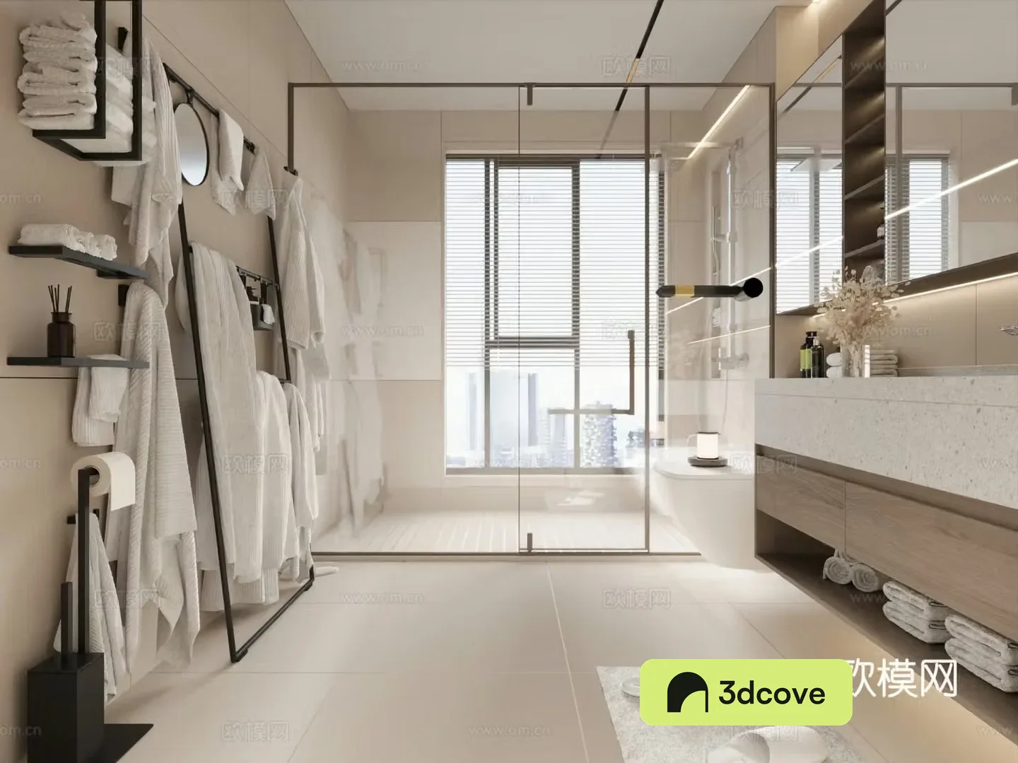 Modern cream bathroom cabinet toiletries