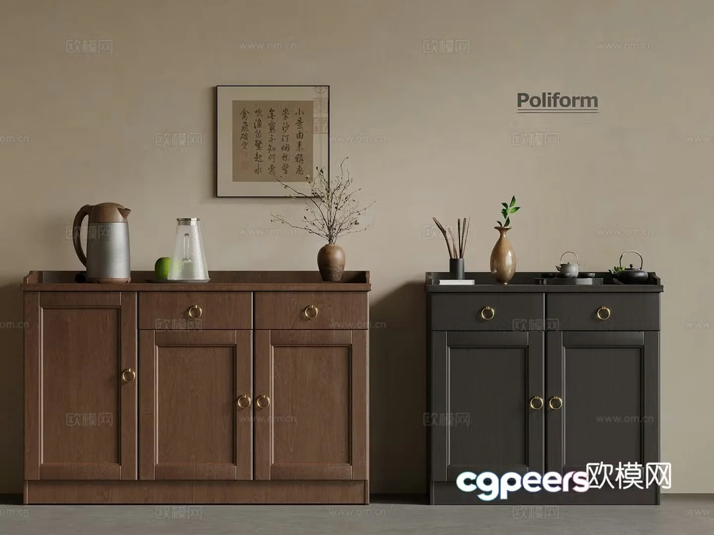 Modern meal preparation cabinet Tea cabinet Side cabinet 3D model