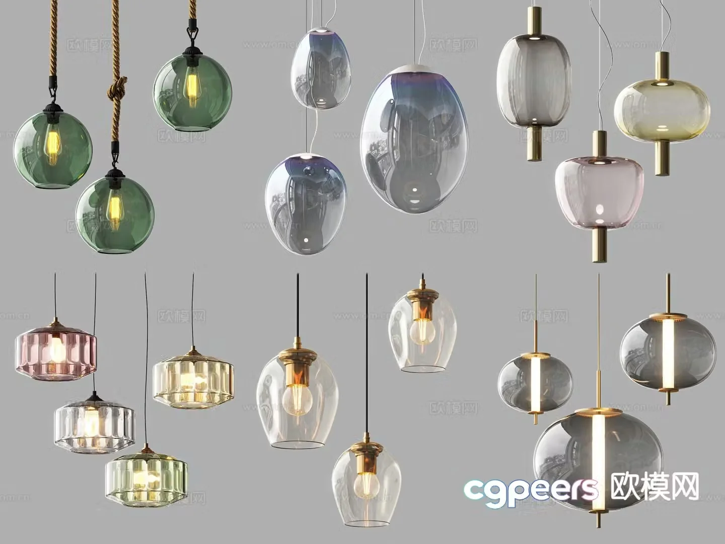 Glass chandelier restaurant chandelier 3d model