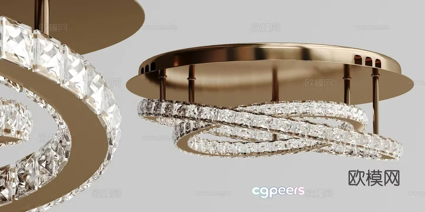Light luxury crystal ceiling lamp 3D model