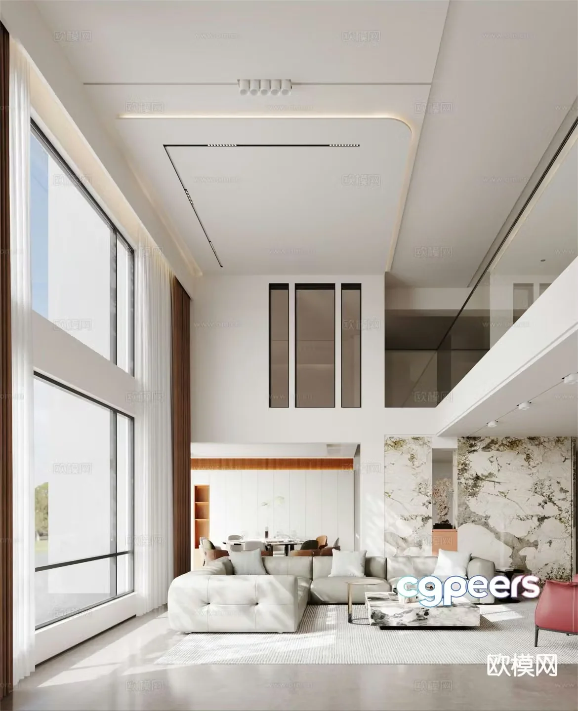Modern villa living room 3d model