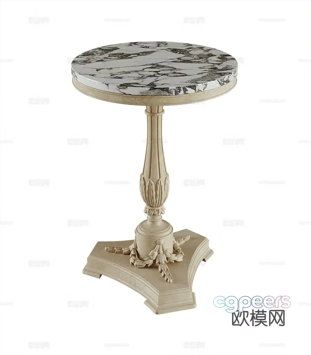 French round table side table corner table 3D model