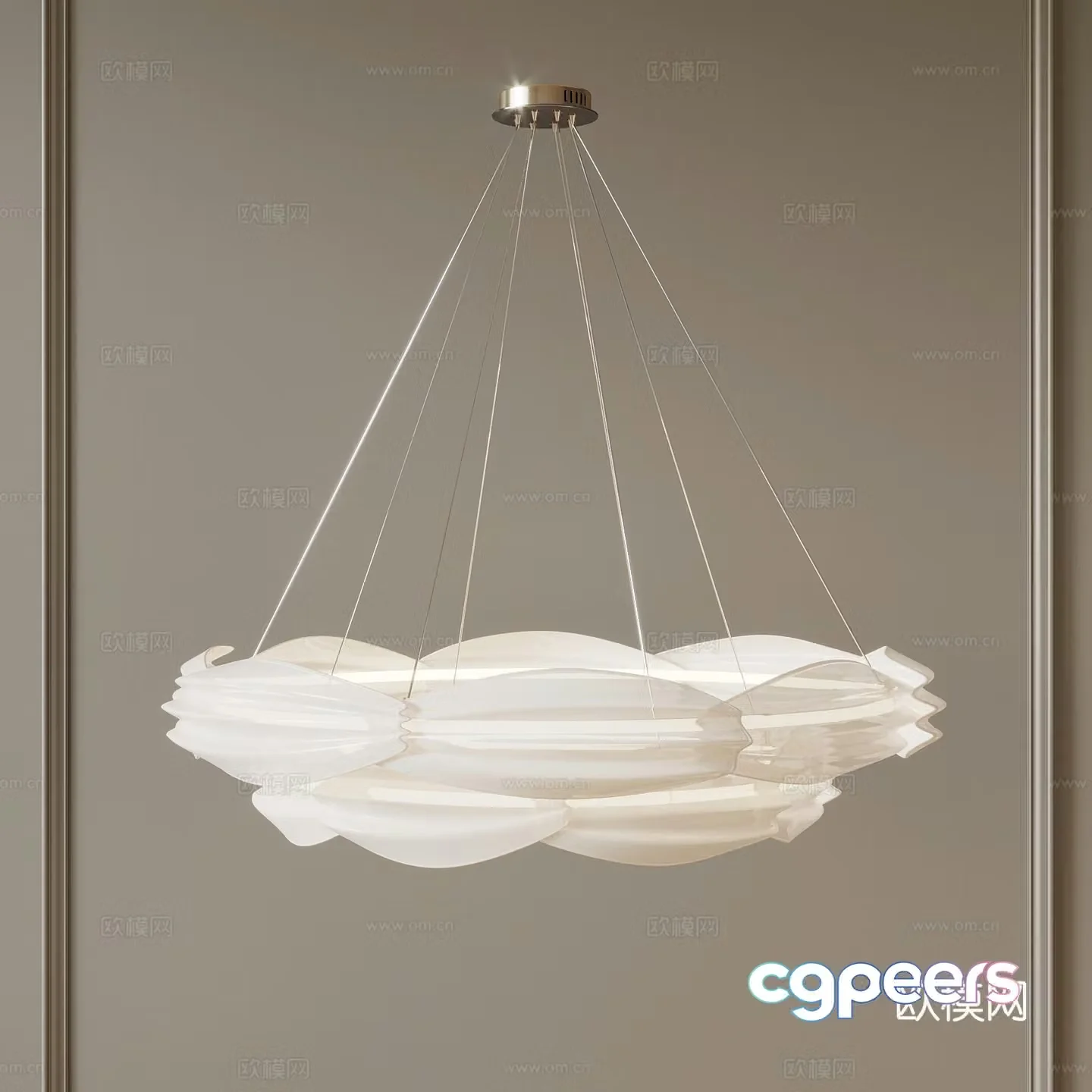 Modern Cream Style Chandelier 3d Model
