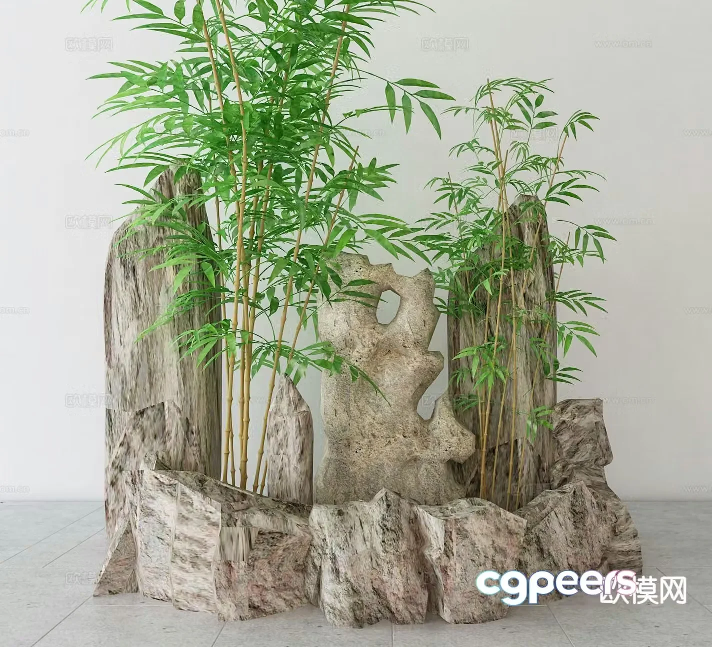 New Chinese style stone bamboo fake stone 3d model