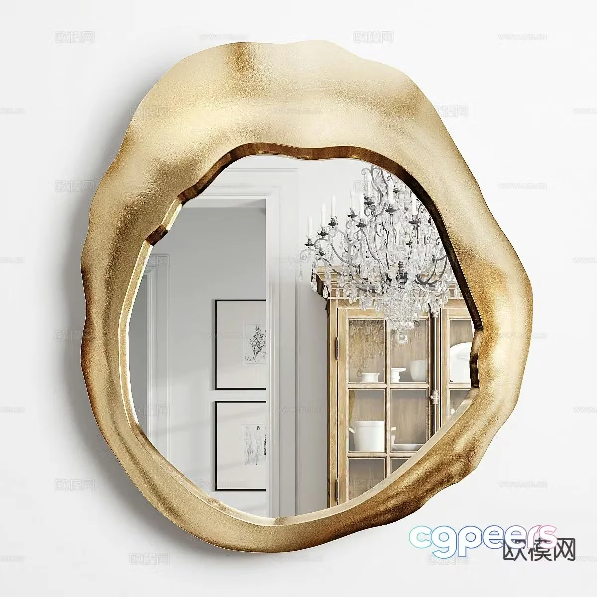 Light luxury mirror decorative mirror 3d model