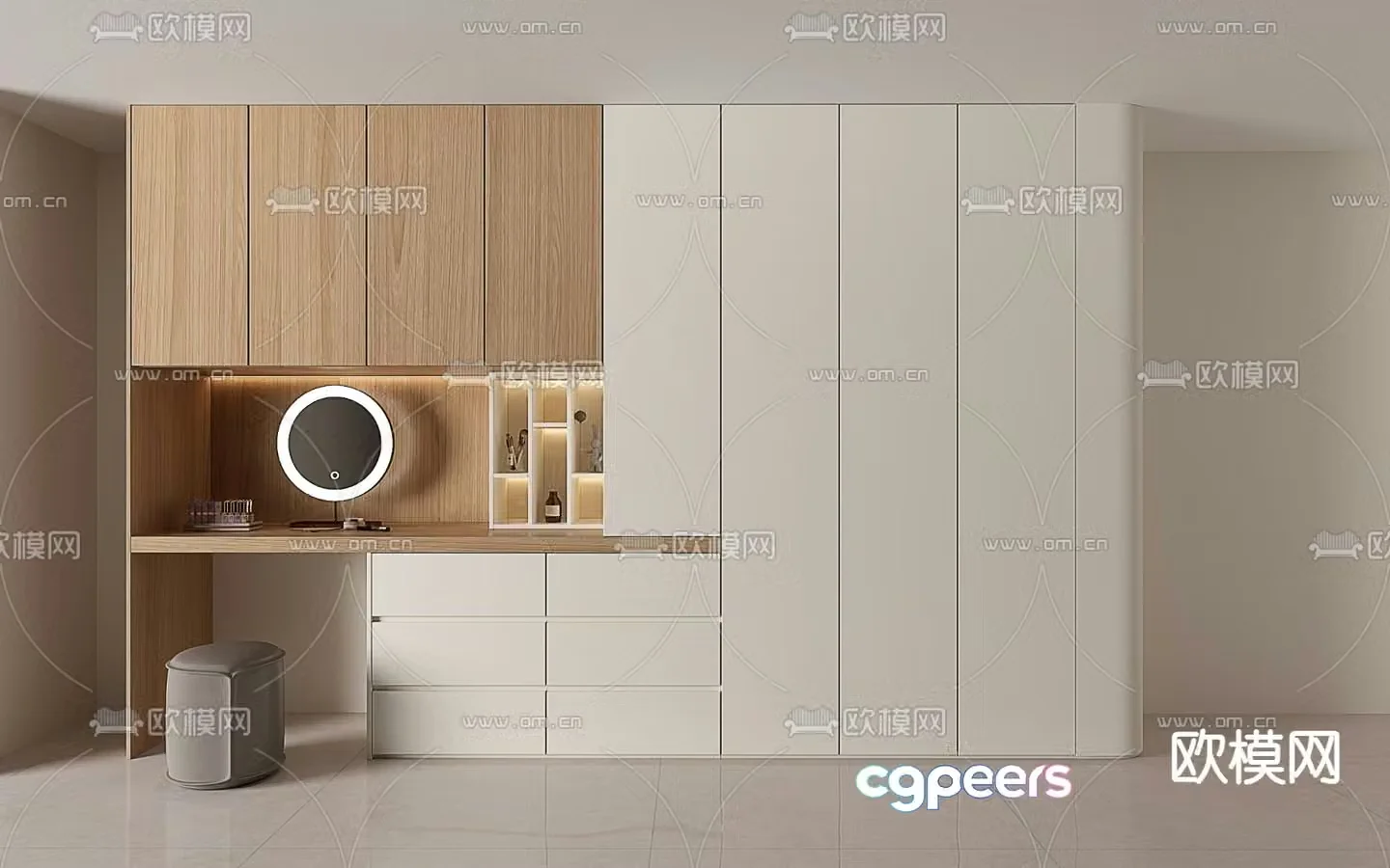 Cream style wardrobe wardrobe 3d model