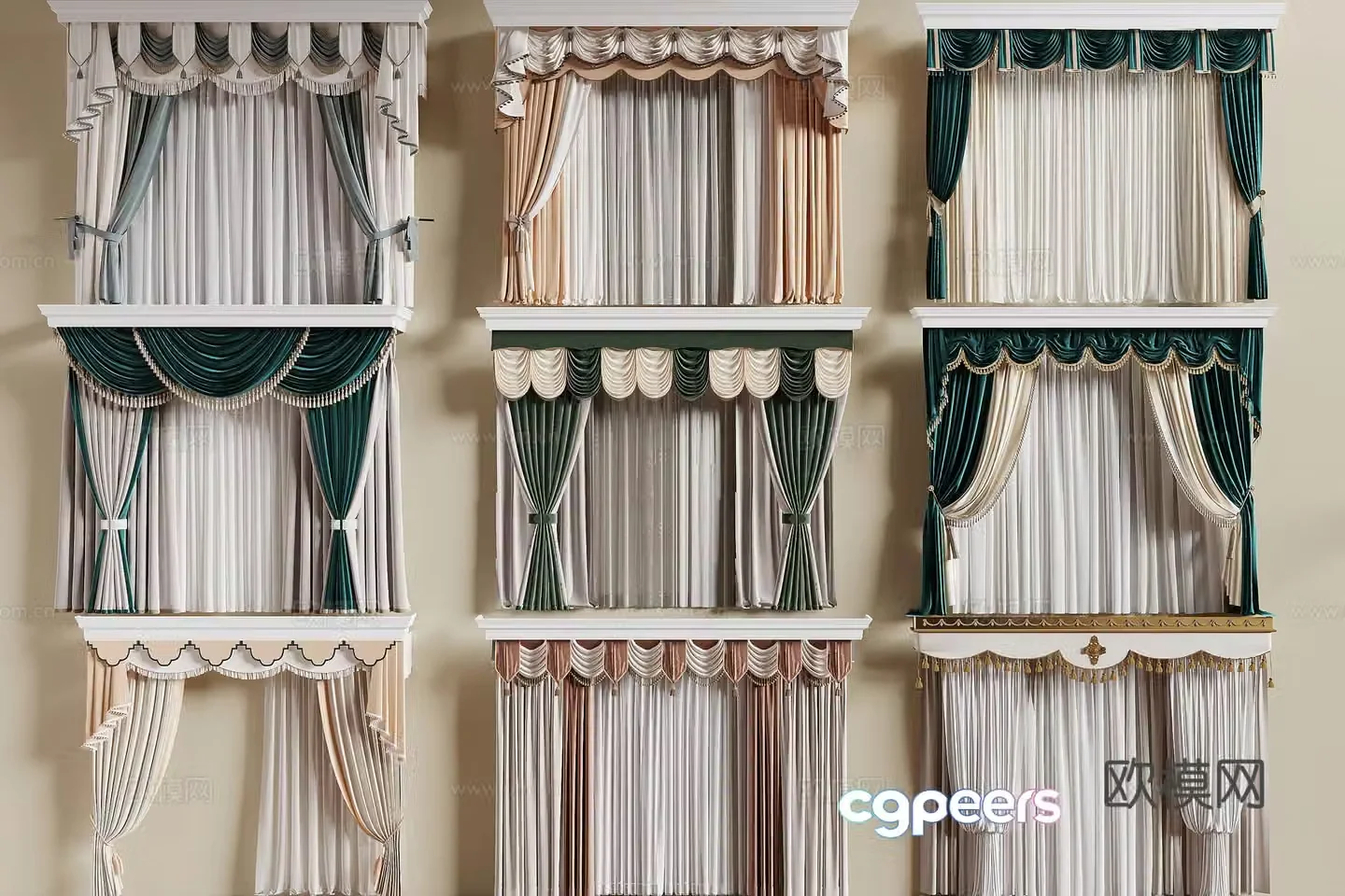 European curtain 3d model