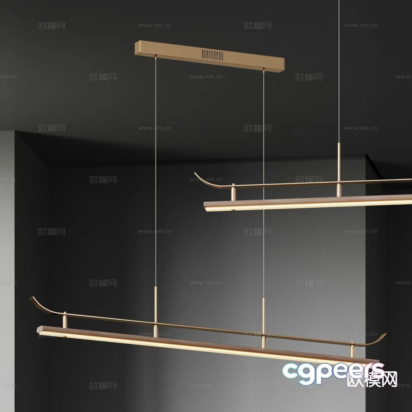 New Chinese style chandelier straight chandelier 3d model