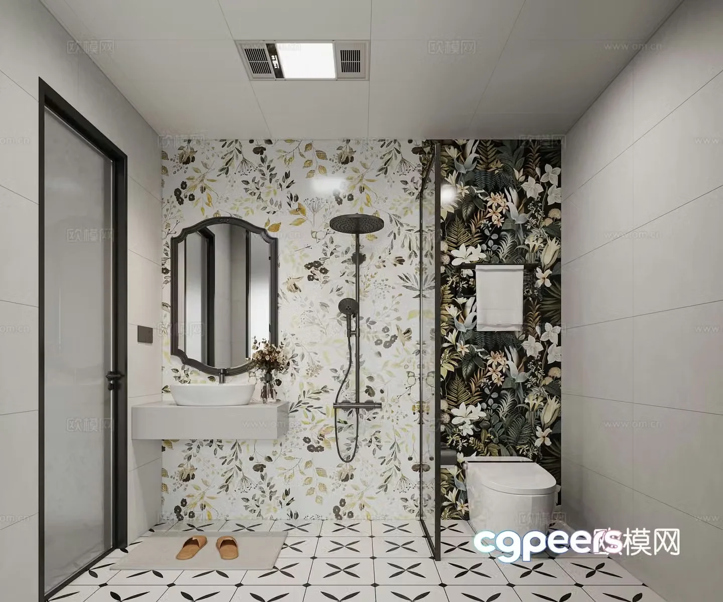 French creamy bathroom 3d model