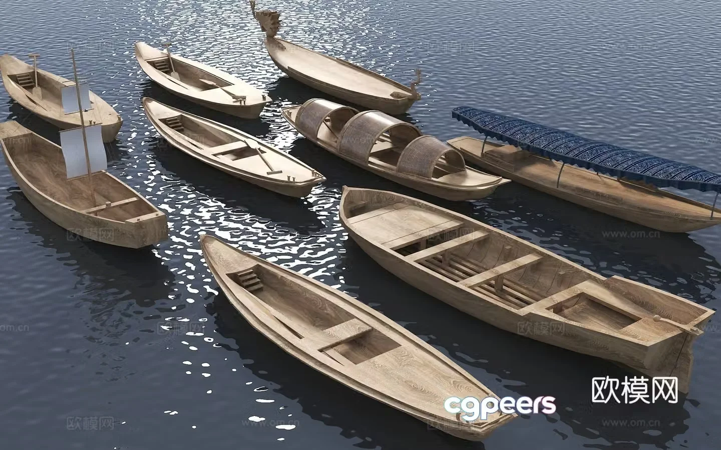 Chinese-style awning boat small fishing boat pleasure boat dragon boat wooden boat small boat canoe 3D model