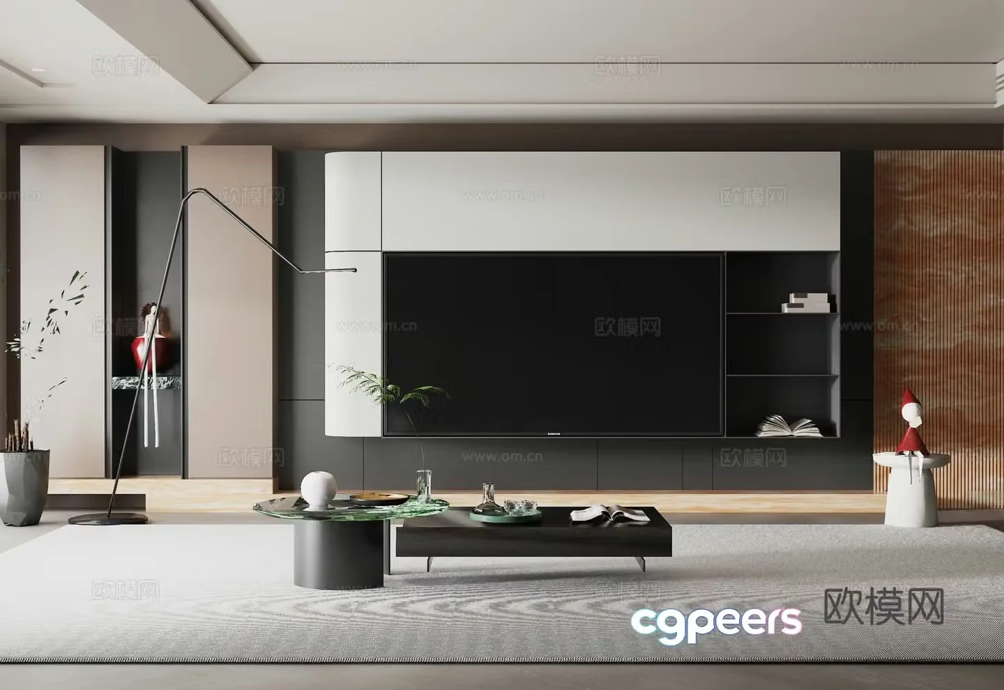 Modern TV background wall 3d model