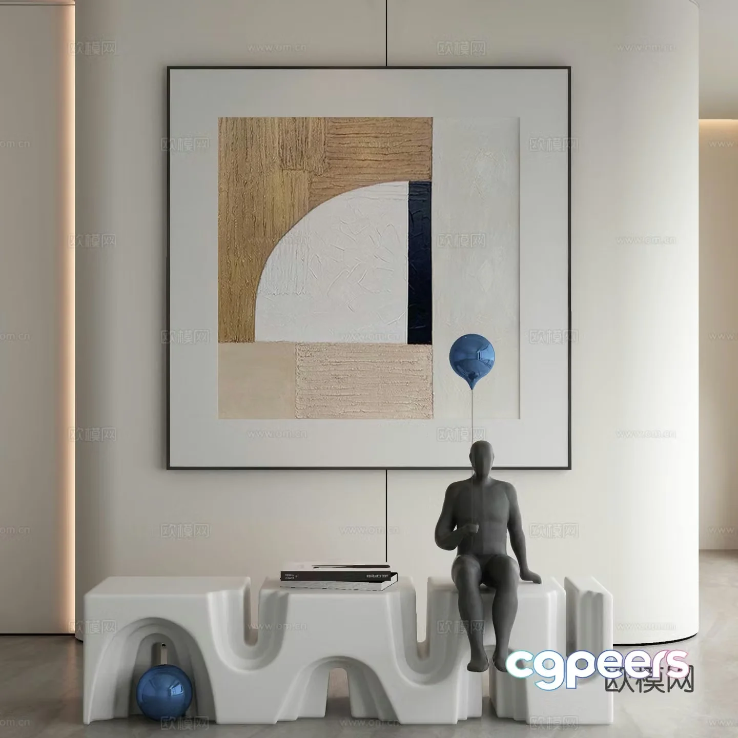 Modern texture painting decorative painting 3d model