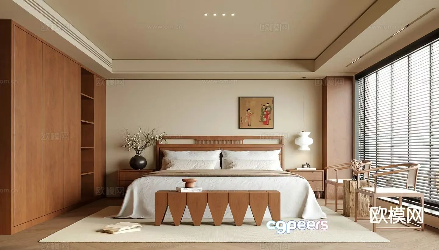 Medieval style bedroom without main light 3D model of master bedroom