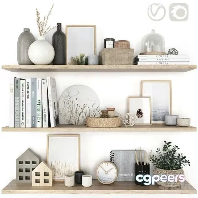 3ds Max Free – Decorative shelf set