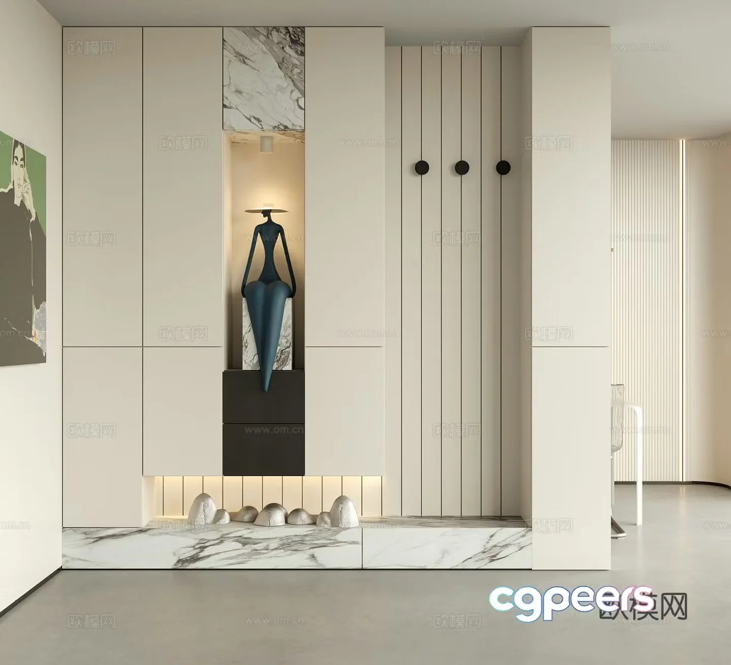 Decorative entrance hall entrance hall aisle 3D model