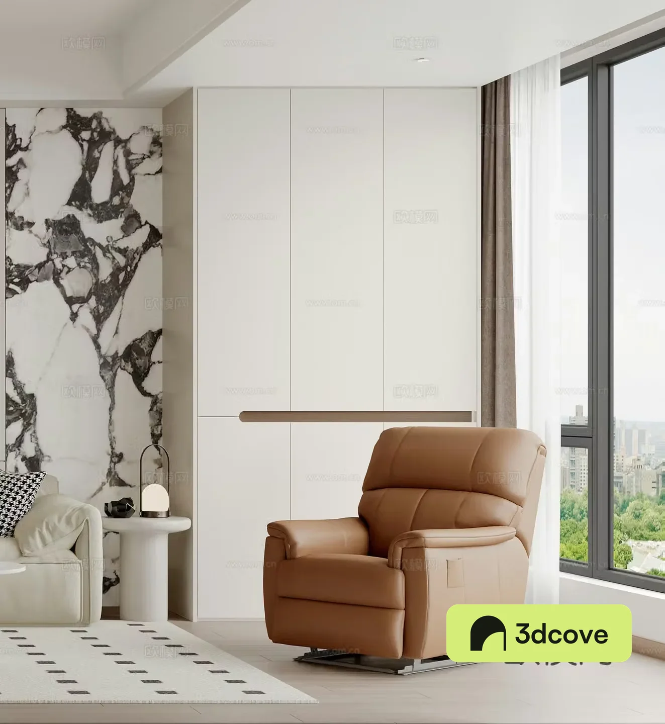 Modern leisure chair Cream style leisure chair Massage chair Simple side table corner table