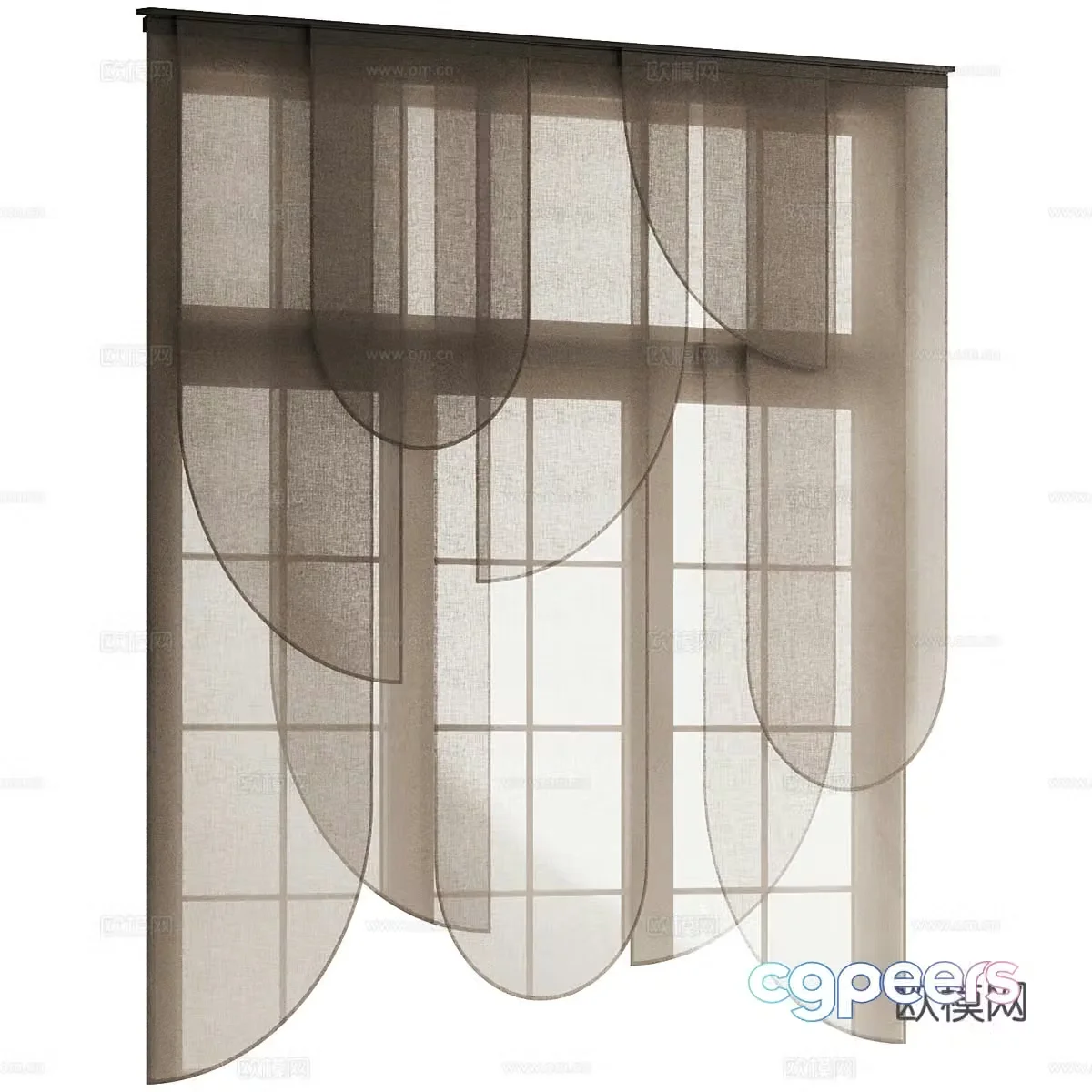 New Chinese style fabric roller blind Roman curtain 3D model