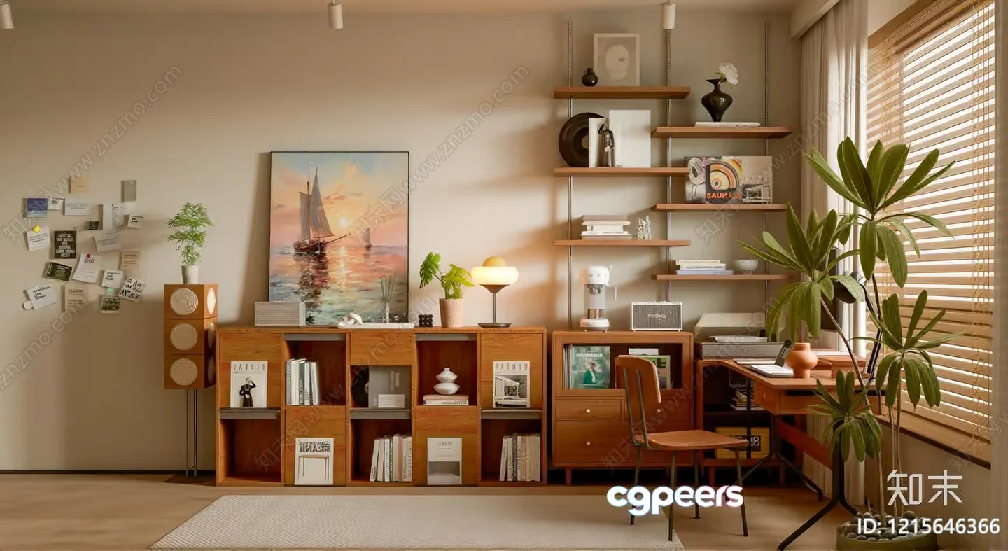 Cozy Home Office 3D Model – 13537 – VRAY Render