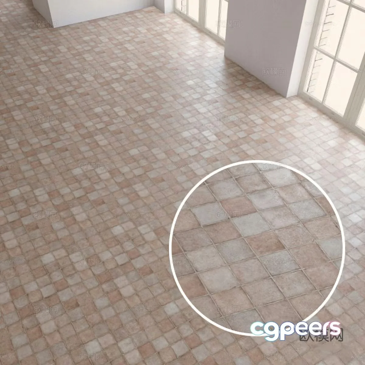 American retro floor tiles 3d model