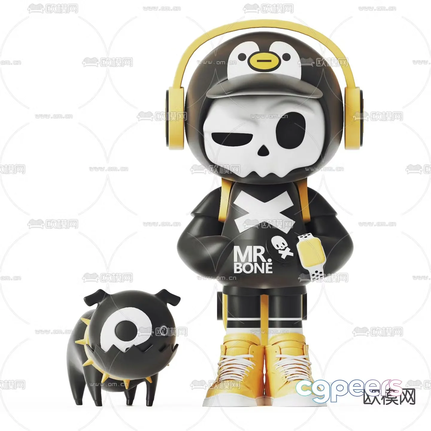 Modern skull doll toy 3d model