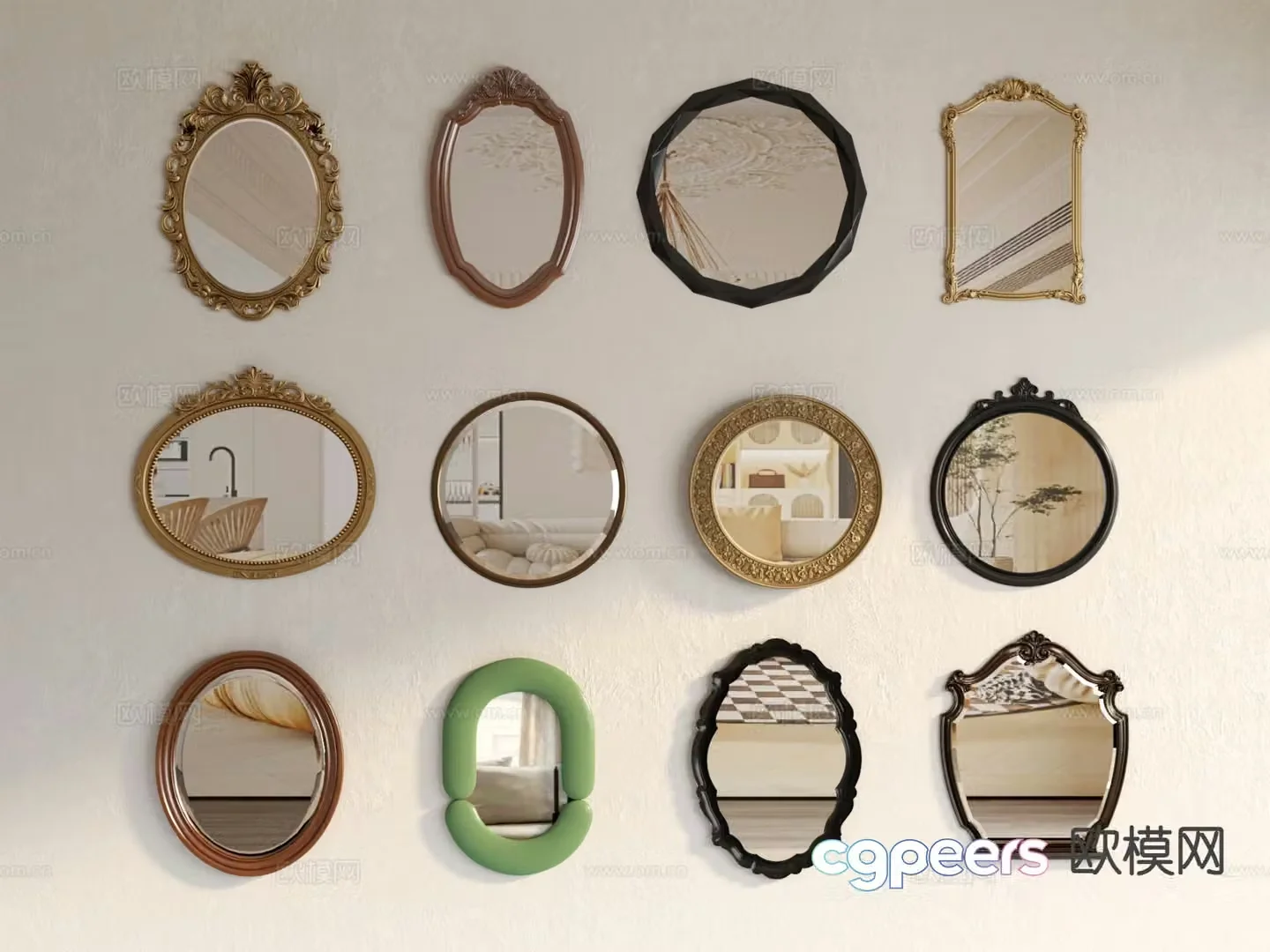 mirror decorative mirror bathroom mirror 3d model