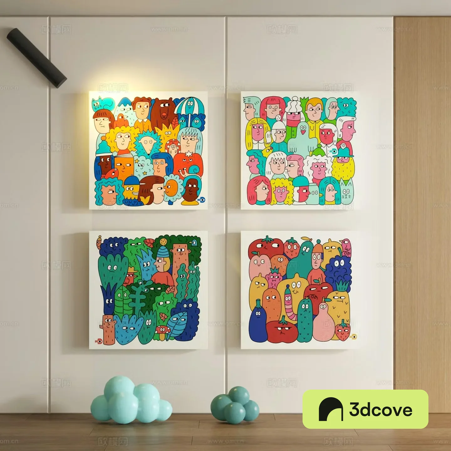 Modern children cartoon doodle decorative painting